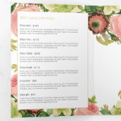Gouden Art Deco Monogram  Bloemen Brochure Drieluik Kaart (Binnenzijde eerst)