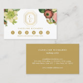 Gouden Art Deco Monogram Bloemen Loyaliteit Klantenkaartje (Voorkant / Achterkant)