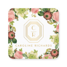 Gouden Art Deco Monogram  Bloemen