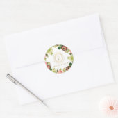 Gouden Art Deco Monogram met  Bloemen Ronde Sticker (Envelop)