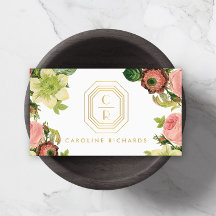 Gouden Art Deco Monogram met  Bloemen