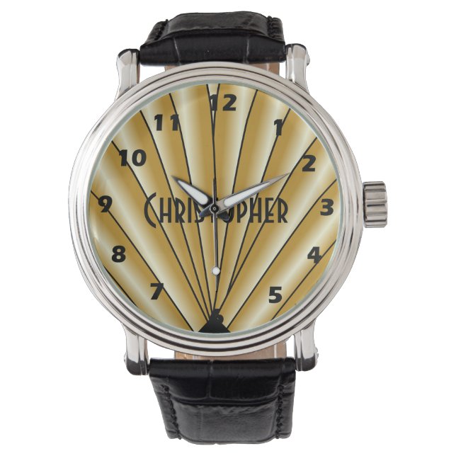 Gouden Art Deco-ontwerp Horloge (Voorkant)