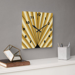Gouden Art Deco Ontwerp Vierkante Klok