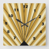 Gouden Art Deco Ontwerp Vierkante Klok (Voorkant)