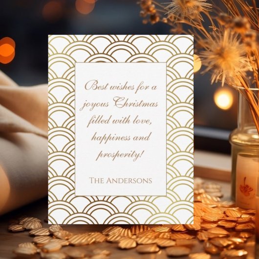 Gouden art deco patroon Kerstkaart