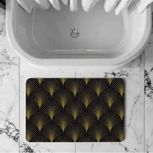 Gouden Art-deco Patroon Met Monogram Badmat