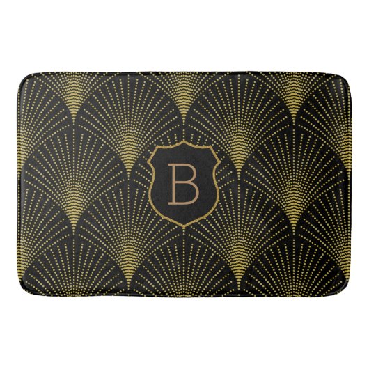 Gouden Art-deco patroon met monogram Badmat (Voorkant)