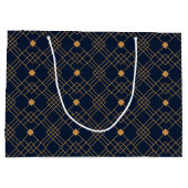 Gouden art deco patroon op donkerblauwe achtergron groot cadeauzakje (Achterkant)