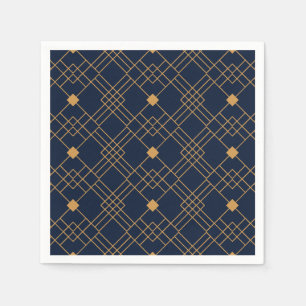 Gouden art deco patroon op donkerblauwe achtergron servet