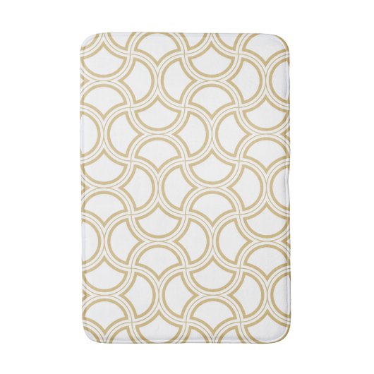 Gouden Art Deco patroon op wit Badmat (Voorkant Verticaal)