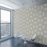 Gouden Art Deco patroon op wit Behang<br><div class="desc">Dit elegante ontwerp is voorzien van een prachtig goud Art Deco geometrisch patroon op een witte achtergrond.</div>