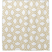 Gouden Art Deco patroon op wit Douchegordijn (Voorkant)