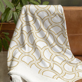 Gouden Art Deco patroon op wit Fleece Deken