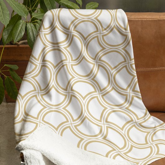Gouden Art Deco patroon op wit Fleece Deken