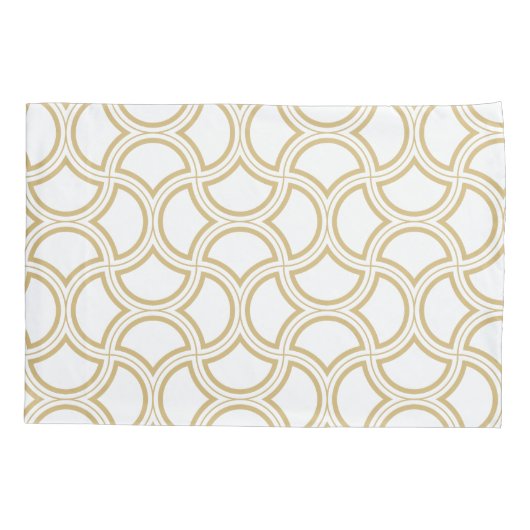 Gouden Art Deco patroon op wit Kussensloop (Achterkant)