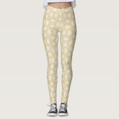 Gouden Art Deco patroon op wit Leggings (Voorkant)