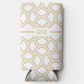 Gouden Art Deco patroon op wit Seltzer Blikjeskoeler (Voorkant)