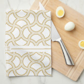 Gouden Art Deco patroon op wit Theedoek (Quarter Fold)