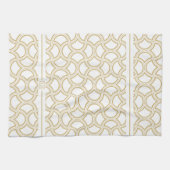 Gouden Art Deco patroon op wit Theedoek (Horizontaal)
