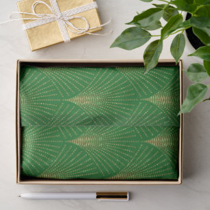 Gouden Art-Deco patroon over groene achtergrond Tissuepapier