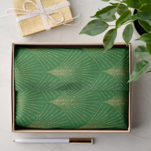 Gouden Art-Deco patroon over groene achtergrond Tissuepapier (Geschenk)