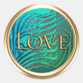 Gouden Art Deco Pauw Envelope Zegel Liefde (Voorkant)