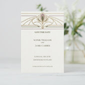 Gouden Art Deco Save The Date Kaart (Staand voorkant)