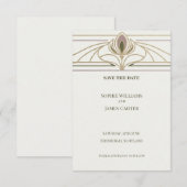Gouden Art Deco Save The Date Kaart (Voorkant / Achterkant)