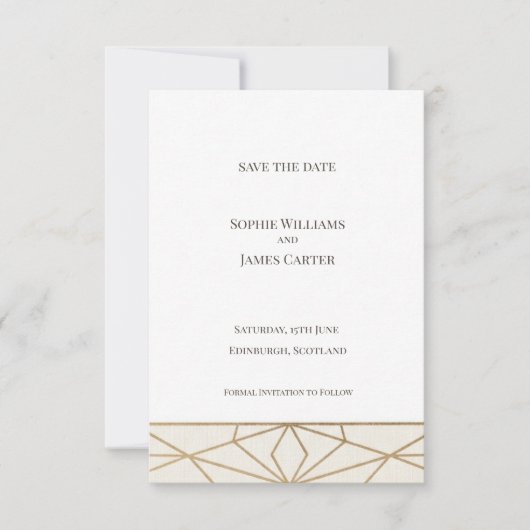 Gouden Art Deco Save the Date Kaart (Voorkant)