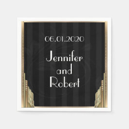 Gouden Art Deco Streep Bruidsnacht Servet