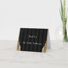 Gouden Art Deco Streep Bruiloft Dank Je Wel Bedankkaart