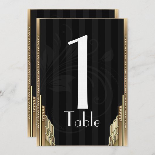 Gouden Art Deco Streep Tafelnummer (Voorkant / Achterkant)