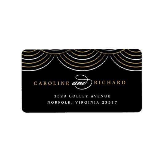 Gouden Art Deco String Lights Retouradres Label (Voorkant)