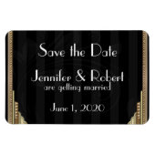 Gouden Art Deco Stripe Bruiloft Save the Date Magneet (Horizontaal)