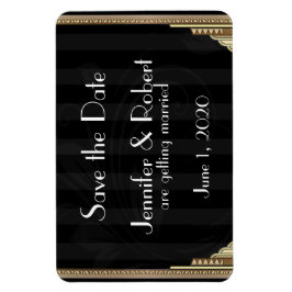 Gouden Art Deco Stripe Bruiloft Save the Date Magneet