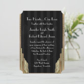 Gouden Art Deco Stripe bruiloft uitnodiging (Staand voorkant)