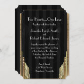 Gouden Art Deco Stripe bruiloft uitnodiging (Voorkant / Achterkant)