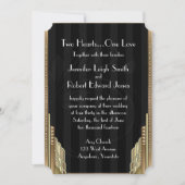 Gouden Art Deco Stripe bruiloft uitnodiging (Voorkant)