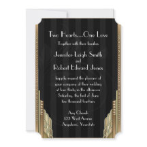 Gouden Art Deco Stripe bruiloft uitnodiging