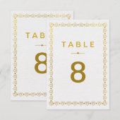 Gouden Art Deco Trouwtafel Nummerkaart Kaart (Voorkant / Achterkant)