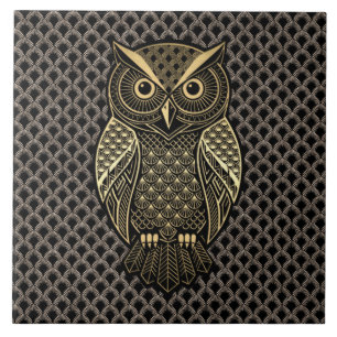 Gouden Art Deco Uil Tegeltje