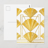 Gouden Art Deco Vantpatroon Briefkaart (Voorkant / Achterkant)