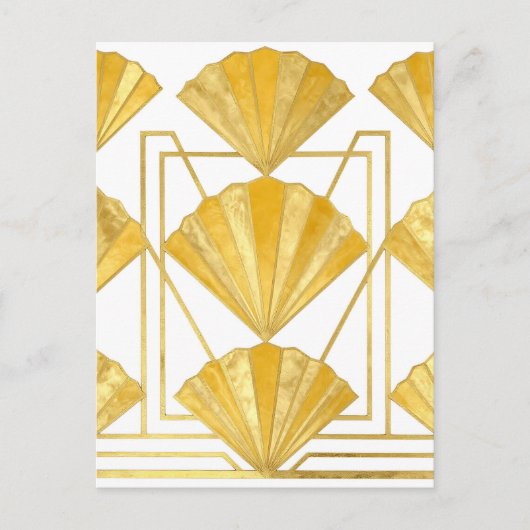 Gouden Art Deco Vantpatroon Briefkaart (Voorkant)