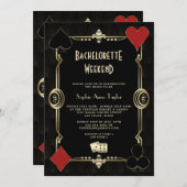 Gouden Art Deco Vegas Casino Meisjesuitstap Kaart (Voorkant / Achterkant)