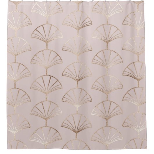 Gouden Art Deco: Ventilator bladeren patroon Douchegordijn (Voorkant)