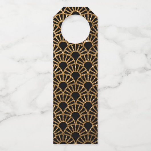 Gouden Art Deco Waaiers Bedankt Fleslabel Flessenhanger (Achterkant)