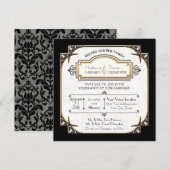 Gouden Art Deco Zwart-wit Typografie Bruiloft Kaart (Voorkant / Achterkant)