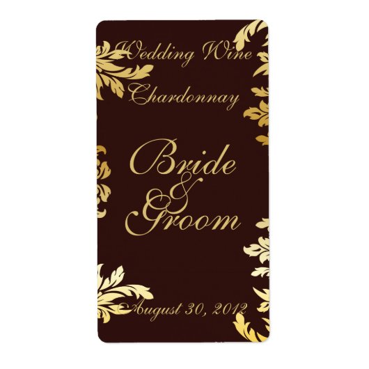 Gouden Art Nouveau bruiloft wijn label (Voorkant)