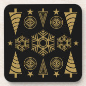 Gouden Art Nouveau Kerstmis Decoratief Bier Onderzetter (Voorkant)