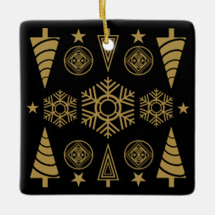 Gouden Art Nouveau Kerstmis Decoratief Keramisch Ornament